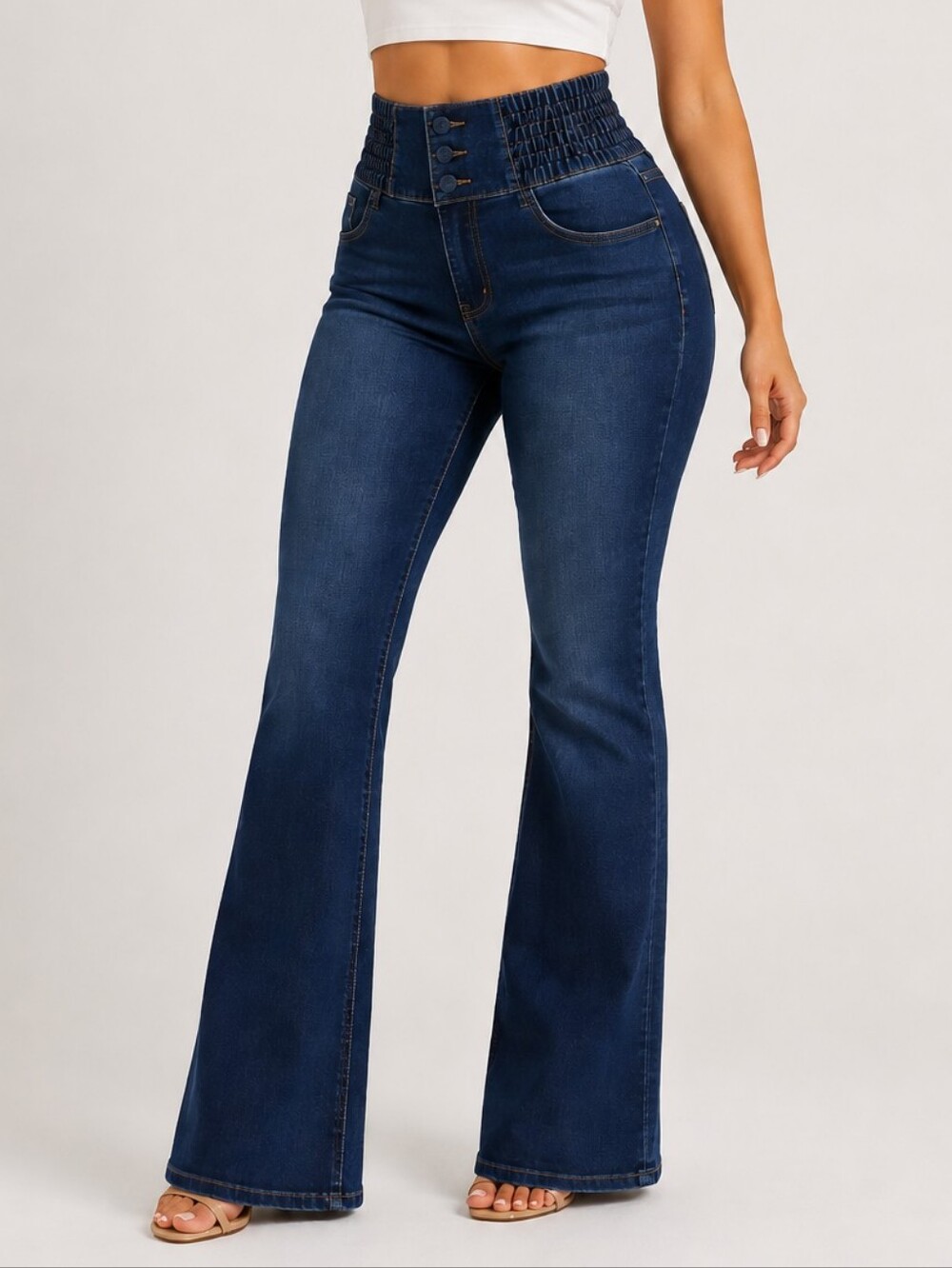 High-Waisted Blue Wide-Leg Jeans with Tummy Control - NWOT